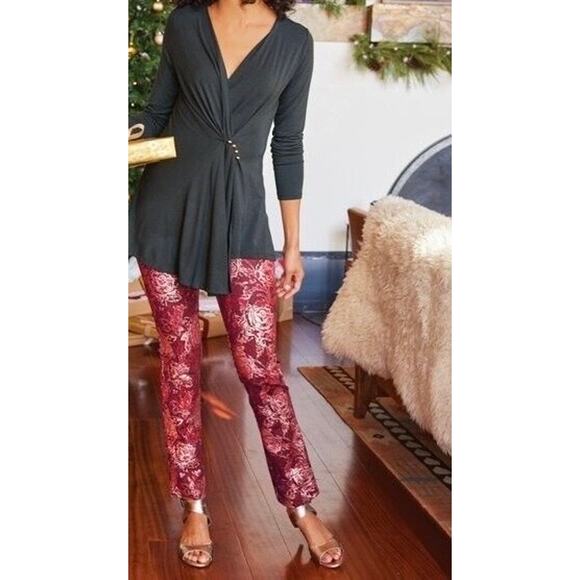 New Soft Surroundings Perfect Ponte Straight Leg Red Serrano‎ Pants - Picture 3 of 9